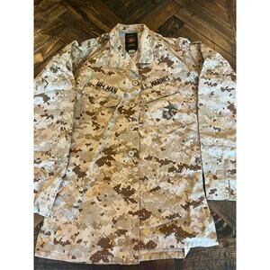 USMC Marine Corps Combat Digital Camo Desert Uniform Shirt Men Small- Long Top